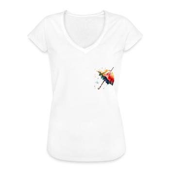 Sich wegen Regen aufregen ein Regenschirm - Frauen Vintage T-Shirt - Weiß - Vorne