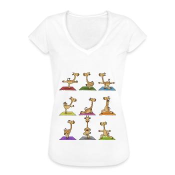 Yoga Giraffe Meditation Yogi Namaste Geschenk - Frauen Vintage T-Shirt - Weiß - Vorne
