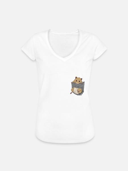 Hamster in Brusttasche - Frauen Vintage T-Shirt - Weiß