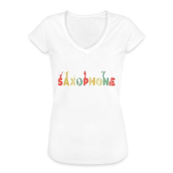 Retro Sax Saxophon Vintage Saxofon Musiker Jazz - Frauen Vintage T-Shirt - Weiß - Vorne