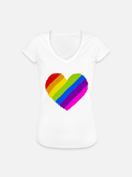 Pride Regenbogen Herz - Frauen Vintage T-Shirt - Weiß