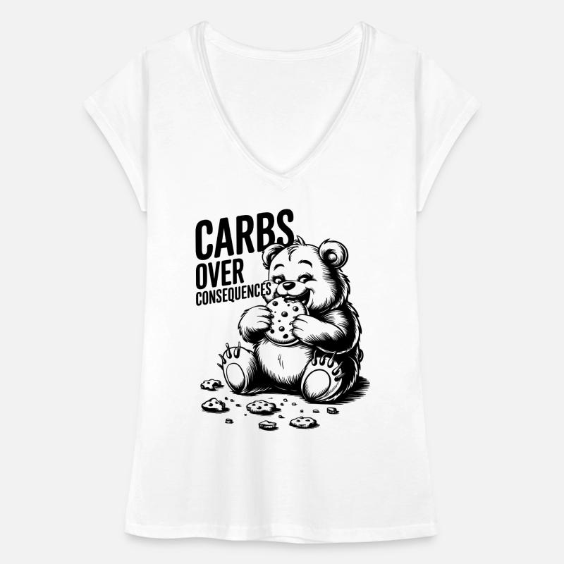 Carbs Over Consequences Bear Illustration Women's Vintage T-Shirt