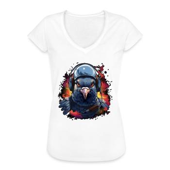 Taube pilot mit Headset - Frauen Vintage T-Shirt - Weiß - Vorne