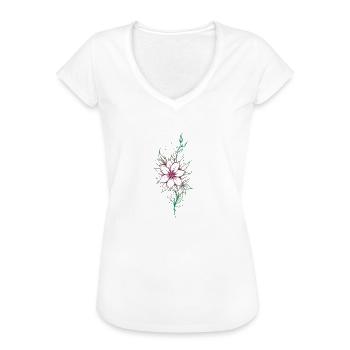 Delicate Floral Line Art - Women's Vintage T-Shirt - white - Front - Danielle (179cm)