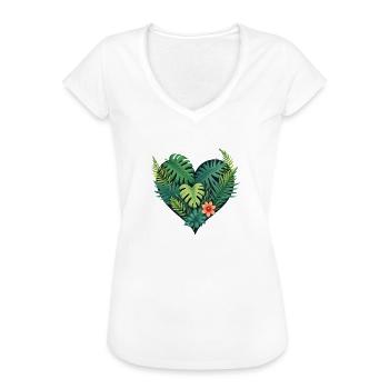Tropische Herzlaubblüte - Frauen Vintage T-Shirt - Weiß - Vorne