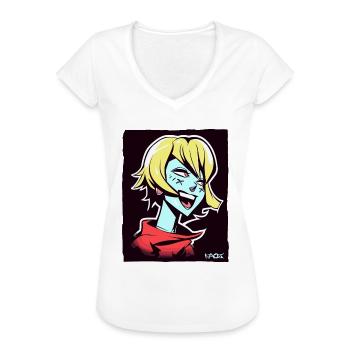 Cooles und glückliches Anime-Mädchen - Frauen Vintage T-Shirt - Weiß - Vorne - Danielle (179cm)
