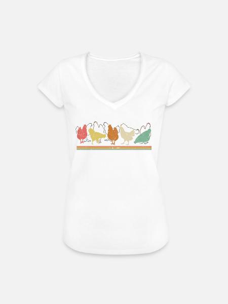 Huhn Hühner Retro - Frauen Vintage T-Shirt - Weiß