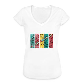 Blockflöte - Frauen Vintage T-Shirt - Weiß - Vorne