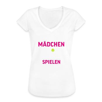 Echte Mädchen spielen Tennis - Frauen Vintage T-Shirt - Weiß - Vorne