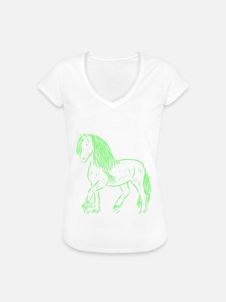 Pferd - Frauen Vintage T-Shirt - Weiß