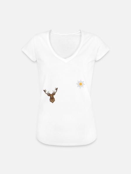 Basst Scho | Trachten Hirsch - Frauen Vintage T-Shirt - Weiß
