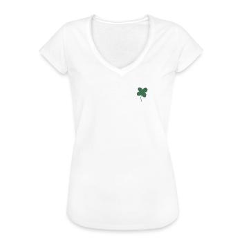 Trèfle porte-bonheur - T-shirt vintage Femme - blanc - Devant - Danielle (179cm)