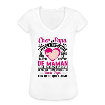 Naissance Enceinte Humour Idée Cadeau Papa Amour - T-shirt vintage Femme - blanc - Devant