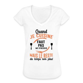 Cuisine Cuisinier Restaurant Cadeau Cuisinière Bbq - T-shirt vintage Femme - blanc - Devant - Danielle (179cm)