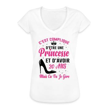 Princesse 20 Ans Idée Cadeau Anniversaire Amour - T-shirt vintage Femme - blanc - Devant