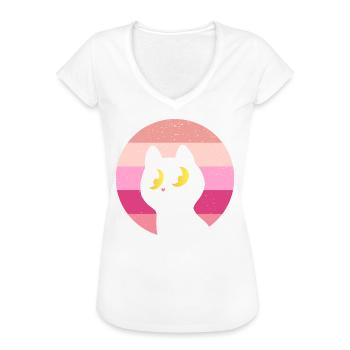 Katze Retro - Frauen Vintage T-Shirt - Weiß - Vorne