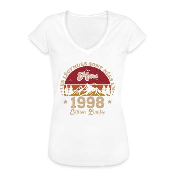 März 1998 Jubiläum 1998 Retro 1998 März - Frauen Vintage T-Shirt - Weiß - Vorne