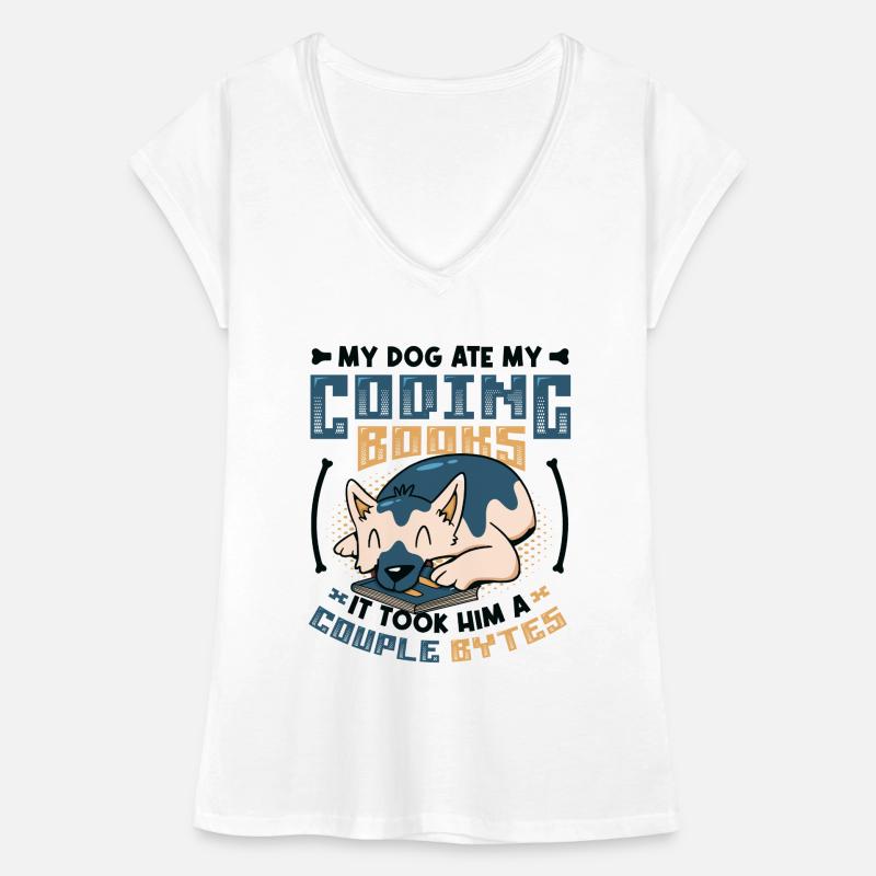 Dog Bytes Code Programmation de blagues informatiques T-shirt vintage Femme