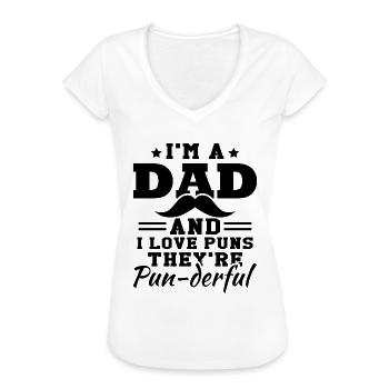 J’adore les jeux de mots | Hommes | Blague de Papa - T-shirt vintage Femme - blanc - Devant - Danielle (179cm)