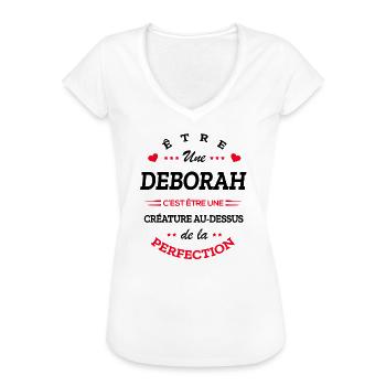 DEBORAH PARFAITE - NOM DEBORAH - T-shirt vintage Femme - blanc - Devant