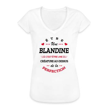 BLANDINE PARFAITE - NOM BLANDINE - T-shirt vintage Femme - blanc - Devant