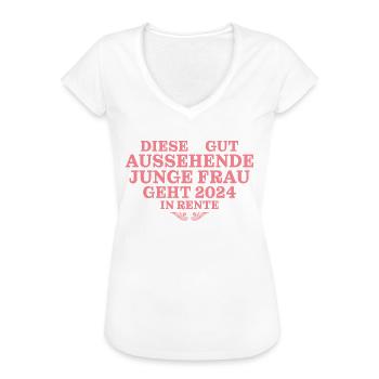 Rentnerin 2024 im Herz Design - Frauen Vintage T-Shirt - Weiß - Vorne