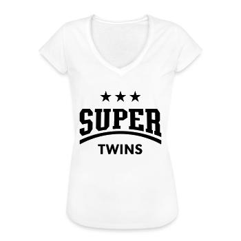Super Twins - Frauen Vintage T-Shirt - Weiß - Vorne - Danielle (179cm)