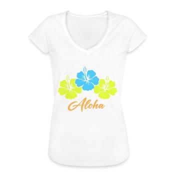 blume hibiskus aloha - Frauen Vintage T-Shirt - Weiß - Vorne
