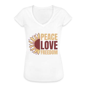 Frieden Freiheit Friedenszeichen Sonnenblume Liebe - Frauen Vintage T-Shirt - Weiß - Vorne