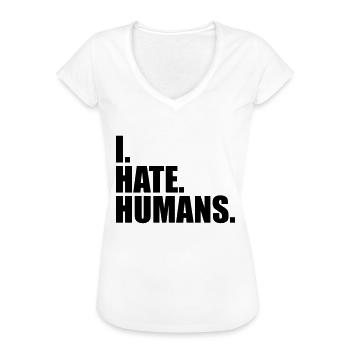 cool logo humans text aufkleber fuck you fuck off - Frauen Vintage T-Shirt - Weiß - Vorne - Danielle (179cm)