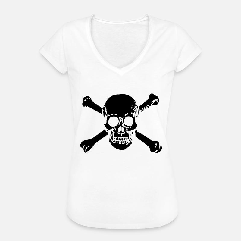 OLD SCHOOL SKULL 1C - Women's Vintage T-Shirt - white