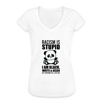 Doux panda contre le racisme! - T-shirt vintage Femme - blanc - Devant - Danielle (179cm)