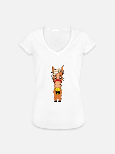 PFERD - PONY - POKAL - Frauen Vintage T-Shirt - Weiß