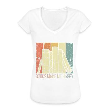 Bücher machen mich glücklich - Frauen Vintage T-Shirt - Weiß - Vorne