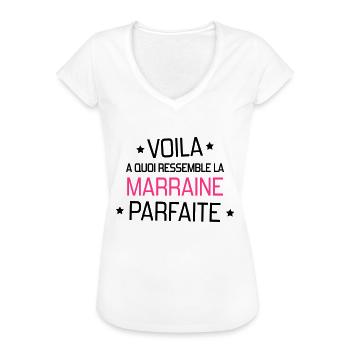 Parrain / Marraine / Filleule / Filleul - T-shirt vintage Femme - blanc - Devant - Danielle (179cm)