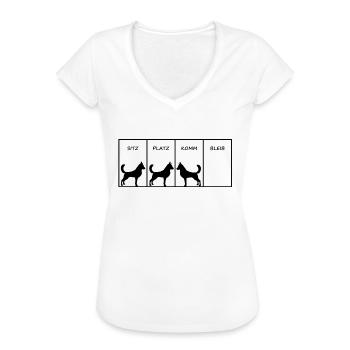 Hund Sitz Platz Komm Bleib Geschenkidee - Frauen Vintage T-Shirt - Weiß - Vorne - Danielle (179cm)