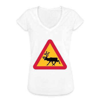 Reindeer warning sign - Women's Vintage T-Shirt - white - Front - Danielle (179cm)