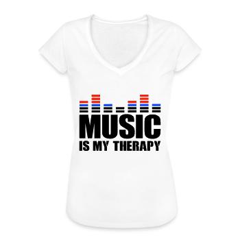 music is my therapy - Women's Vintage T-Shirt - white - Front - Danielle (179cm)