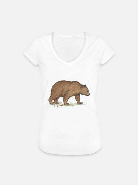 Braunbär - Frauen Vintage T-Shirt - Weiß