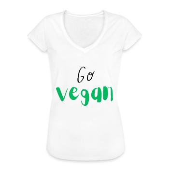 Go vegan - Frauen Vintage T-Shirt - Weiß - Vorne