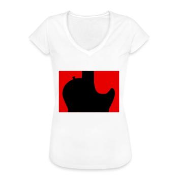 Schwarze Rockgitarre Silhouette - Frauen Vintage T-Shirt - Weiß - Vorne - Danielle (179cm)