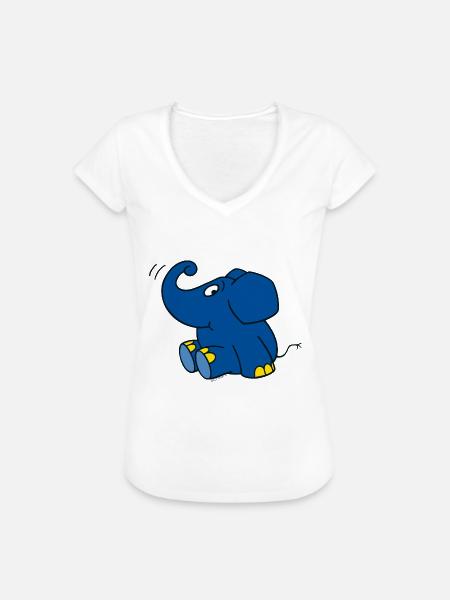 Der Elefant - sitzend - Frauen Vintage T-Shirt - Weiß
