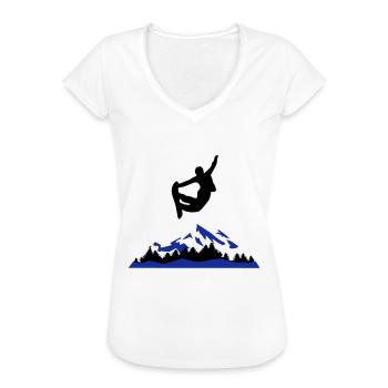 Snowboarder und Berge, snowboarding - Frauen Vintage T-Shirt - Weiß - Vorne - Danielle (179cm)