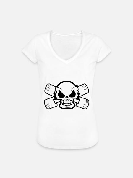 Head Bones Motors - Frauen Vintage T-Shirt - Weiß