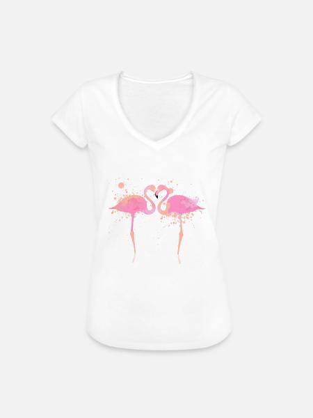 Flamingos Herz - Frauen Vintage T-Shirt - Weiß