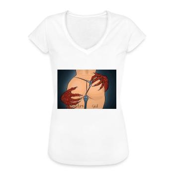 Daddy s Girl Devils Hands naked girl rock n Roll - Frauen Vintage T-Shirt - Weiß - Vorne