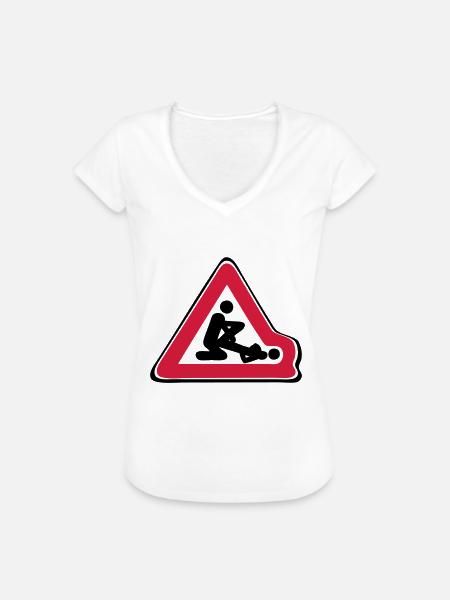 Verkehrszeichen verformt Position Liebe - Frauen Vintage T-Shirt - Weiß