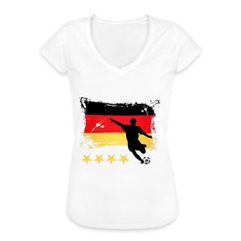 Fußball Deutschland - 4 Sterne - Frauen Vintage T-Shirt - Weiß - Vorne - Danielle (179cm)