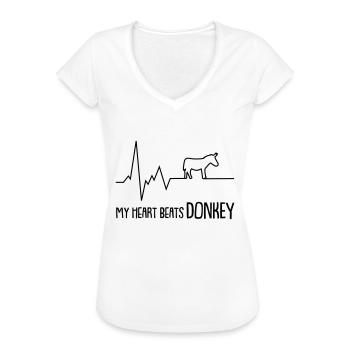 my heart beats donkey - Frauen Vintage T-Shirt - Weiß - Vorne - Danielle (179cm)