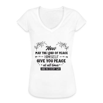 Möge dir Gott Frieden geben - Frauen Vintage T-Shirt - Weiß - Vorne - Danielle (179cm)